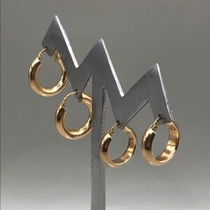 DIADEMA Italy Gold Over Sterling Silver 925  Hoop Earrings Bundle lot 2 Med-Sm
